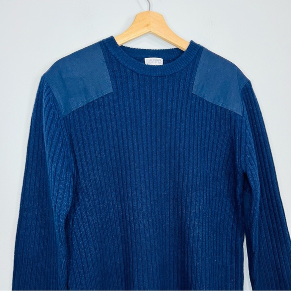 Quaker Marine Supple Navy Ribbed Wool Crewneck S - Picture 3 of 7